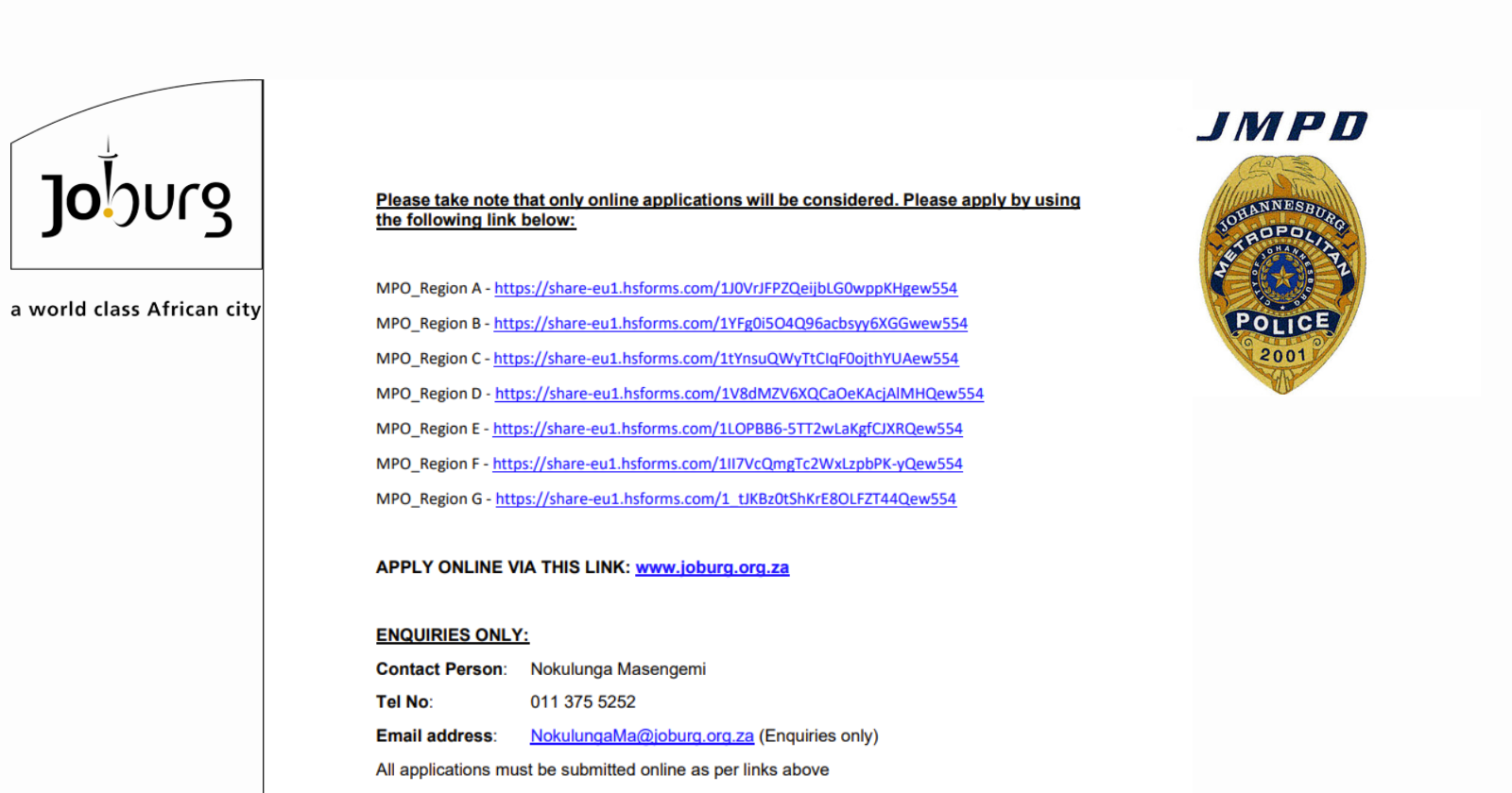 Download JMPD Application Forms PDF